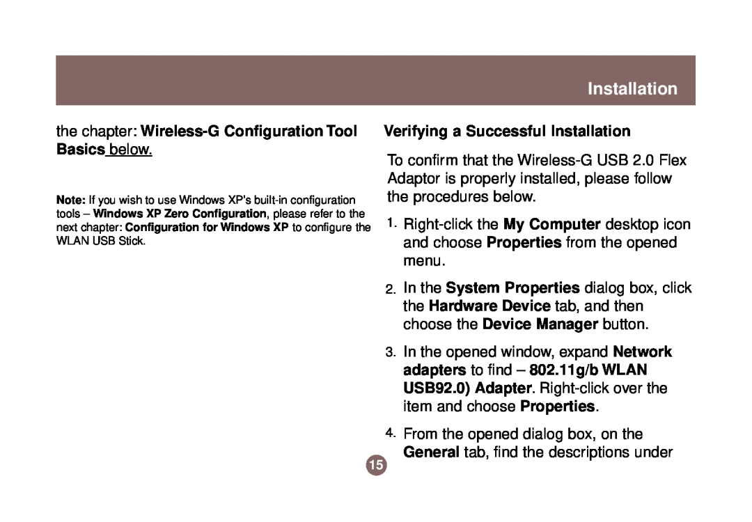 IOGear GWU513 user manual the chapter Wireless-G Configuration Tool Basics below, Verifying a Successful Installation 