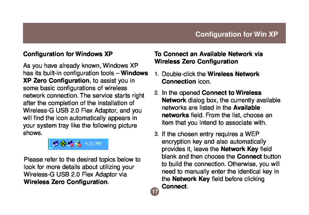IOGear GWU513 user manual Configuration for Win XP, Configuration for Windows XP 