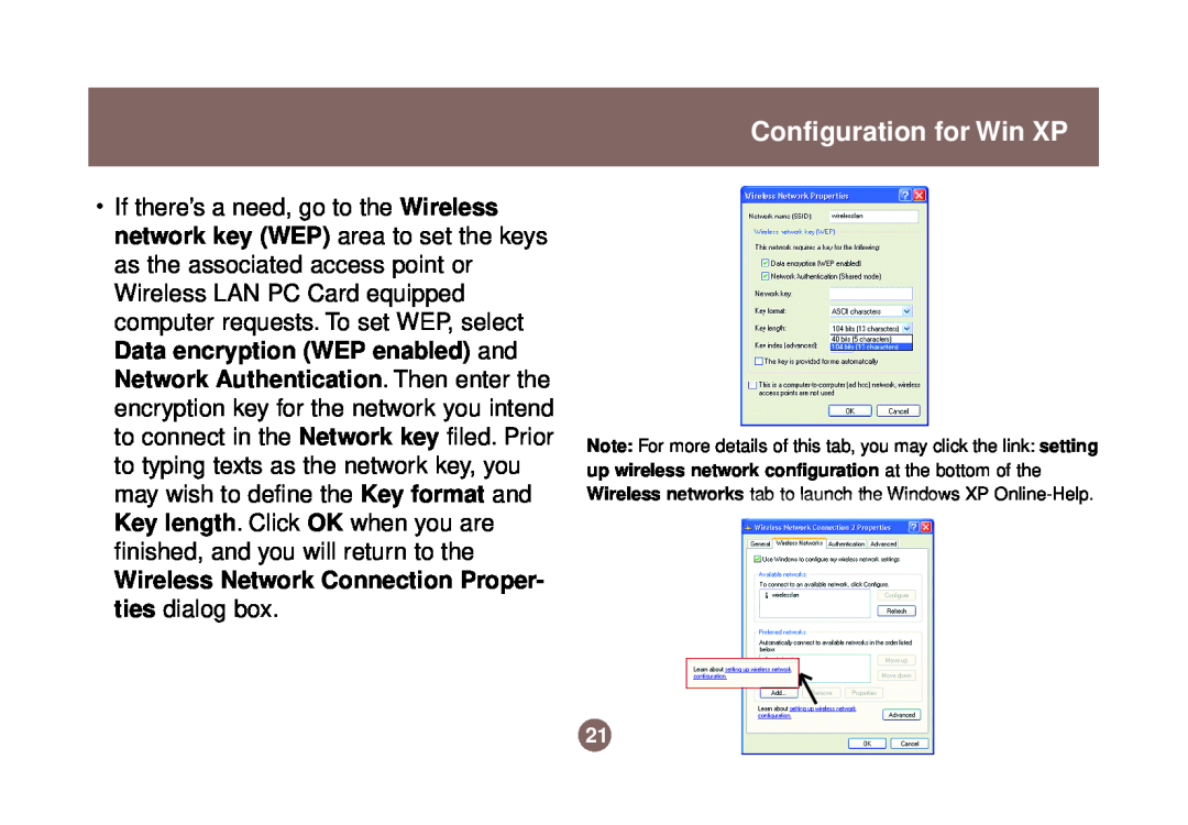 IOGear GWU513 user manual Wireless Network Connection Proper- ties dialog box, Configuration for Win XP 