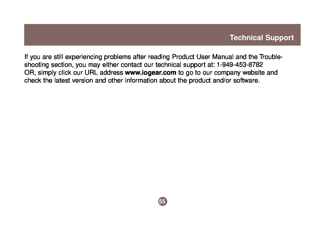 IOGear GWU513 user manual Technical Support 