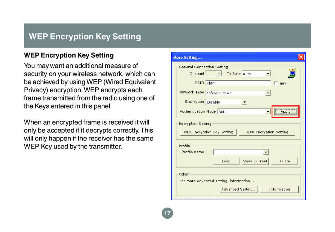 IOGear GWU523 user manual WEP Encryption Key Setting 
