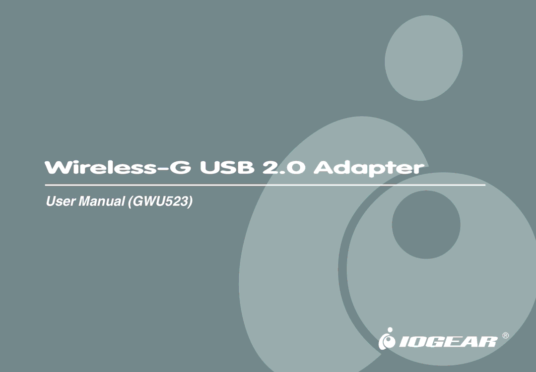 IOGear GWU523 user manual Wireless-G USB 2.0 Adapter 