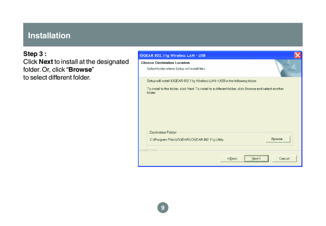 IOGear GWU523 user manual To select different folder 