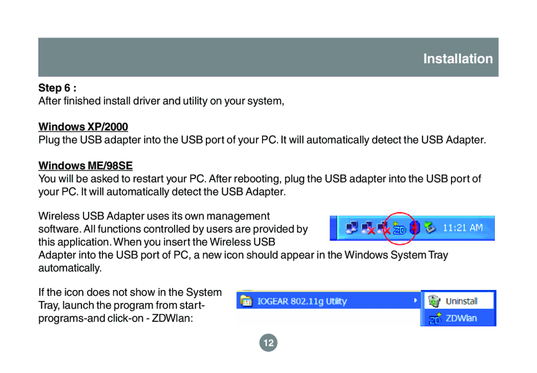 IOGear GWU523 user manual Windows XP/2000, Windows ME/98SE 