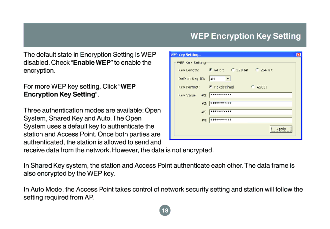 IOGear GWU523 user manual Encryption Key Setting 