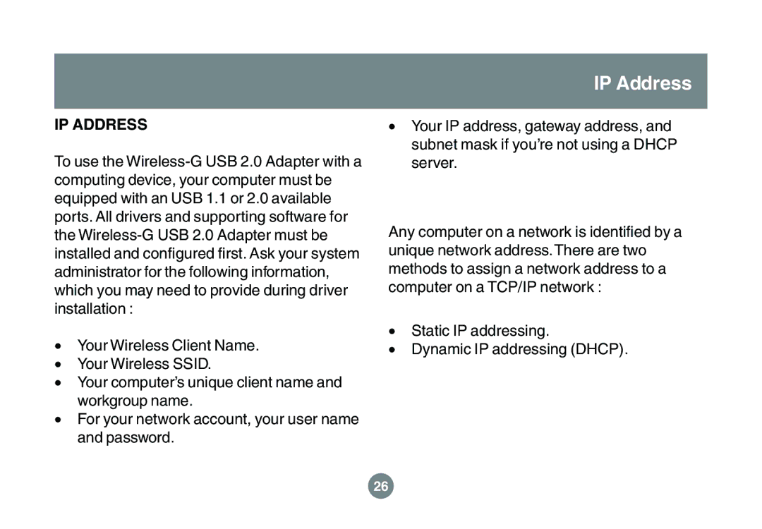 IOGear GWU523 user manual IP Address 