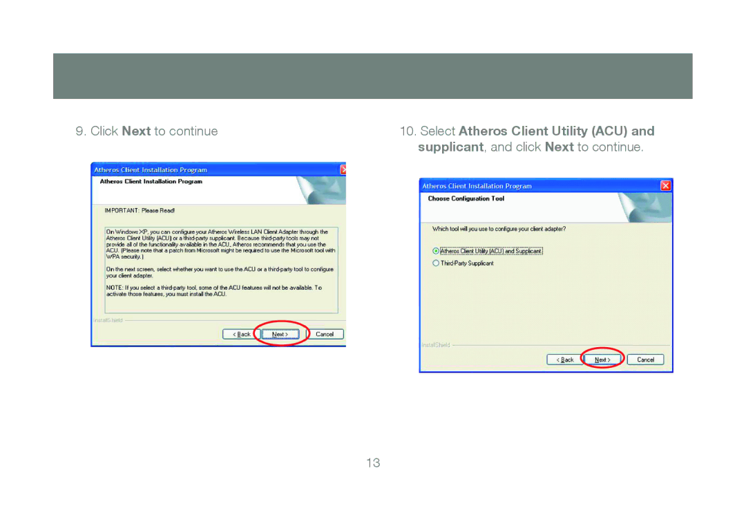 IOGear GWU623 manual Supplicant, and click Next to continue 