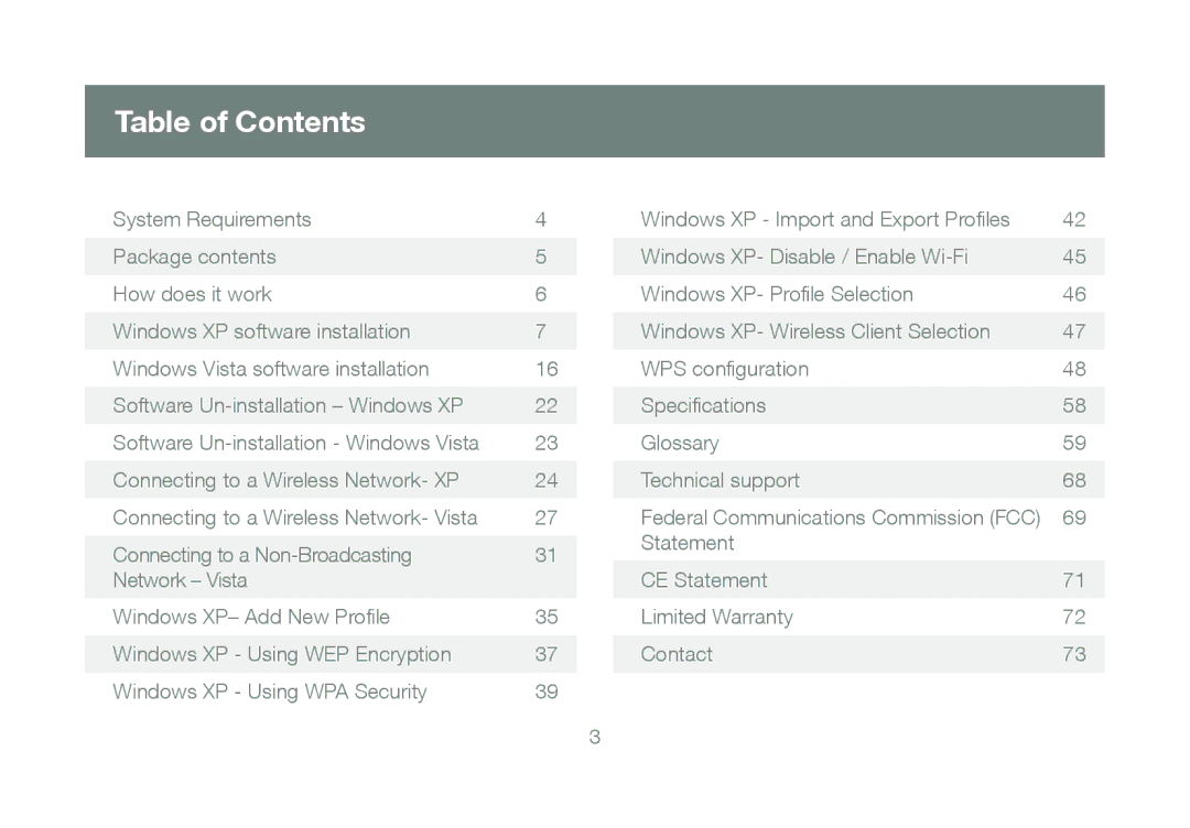 IOGear GWU623 manual Table of Contents 