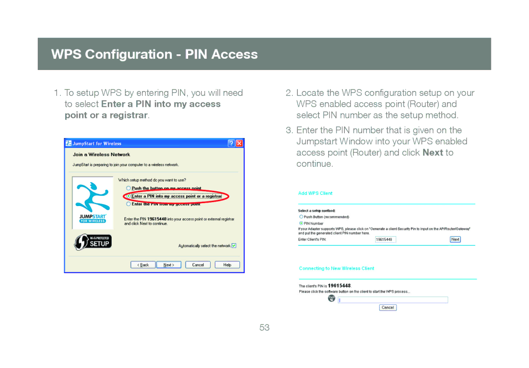 IOGear GWU623 manual WPS Conﬁguration PIN Access 