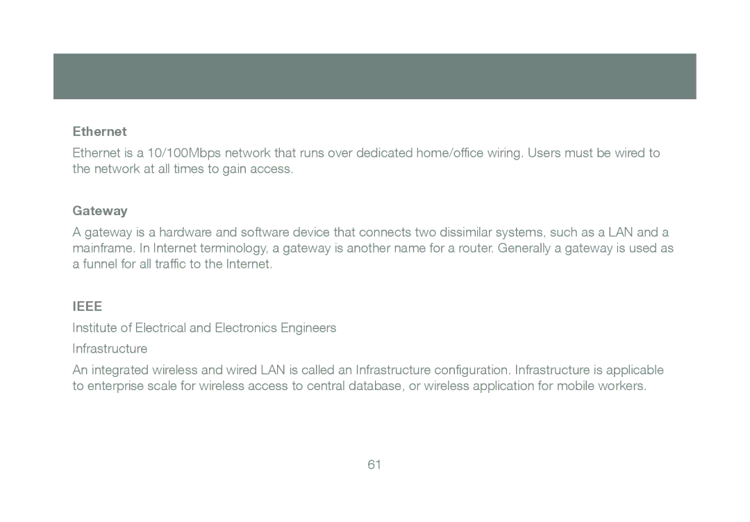 IOGear GWU623 manual Ethernet, Gateway 