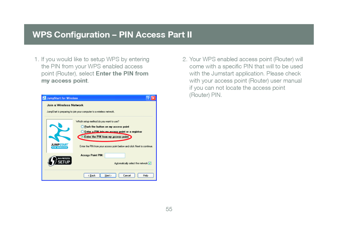 IOGear GWU623 manual WPS Conﬁguration - PIN Access Part 