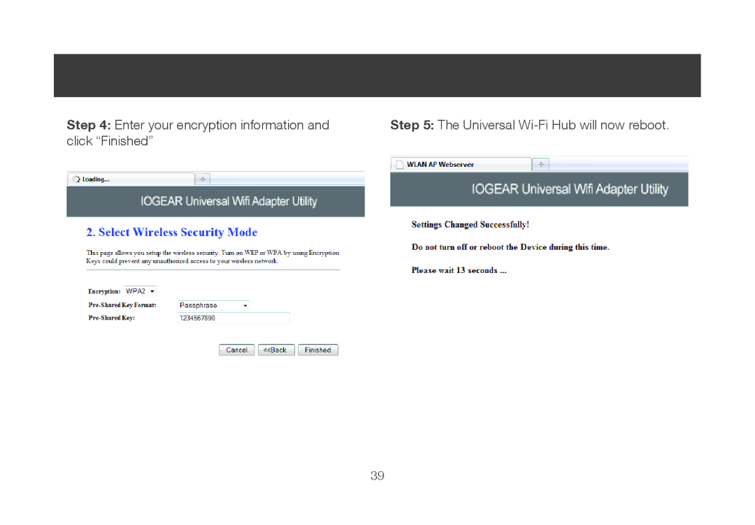 IOGear GWU647 manual Enter your encryption information 