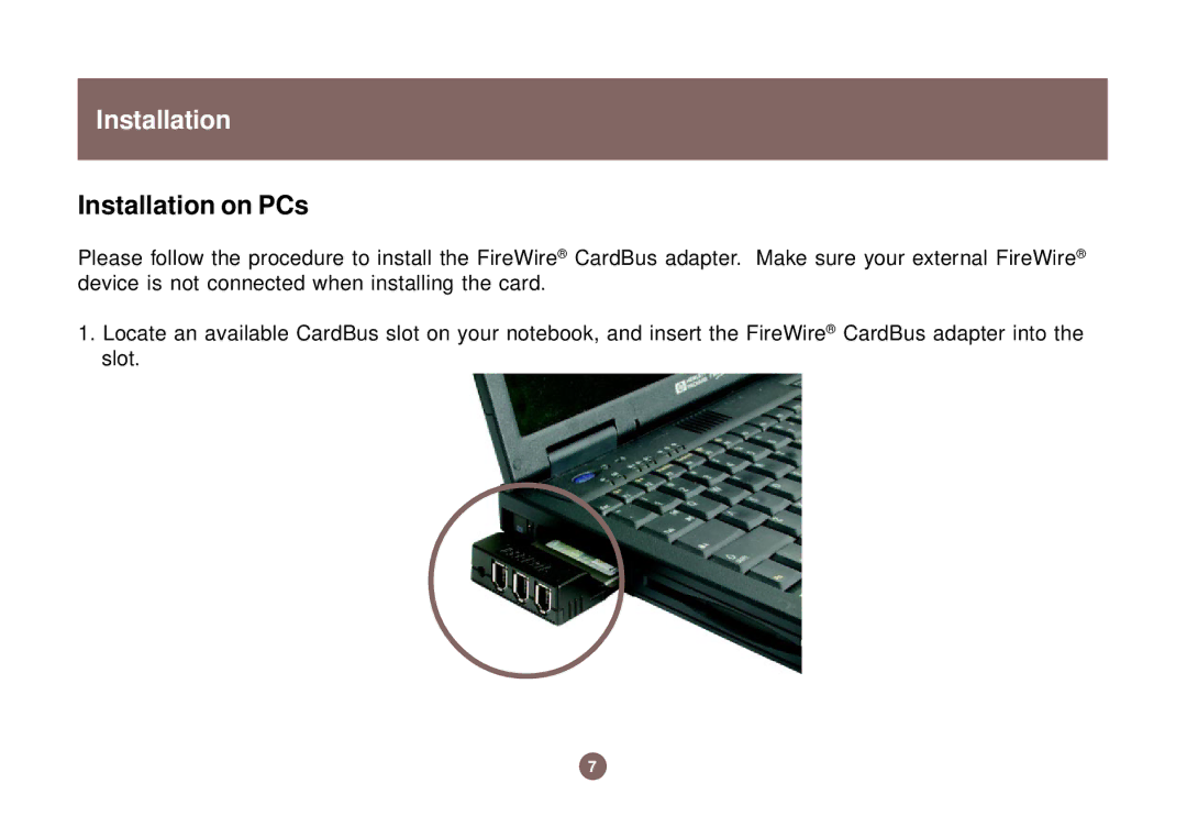 IOGear IEEE 1394 user manual Installation on PCs 