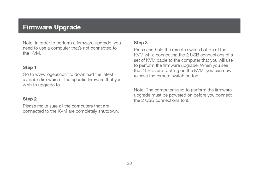 IOGear iogear manual Firmware Upgrade, Step 