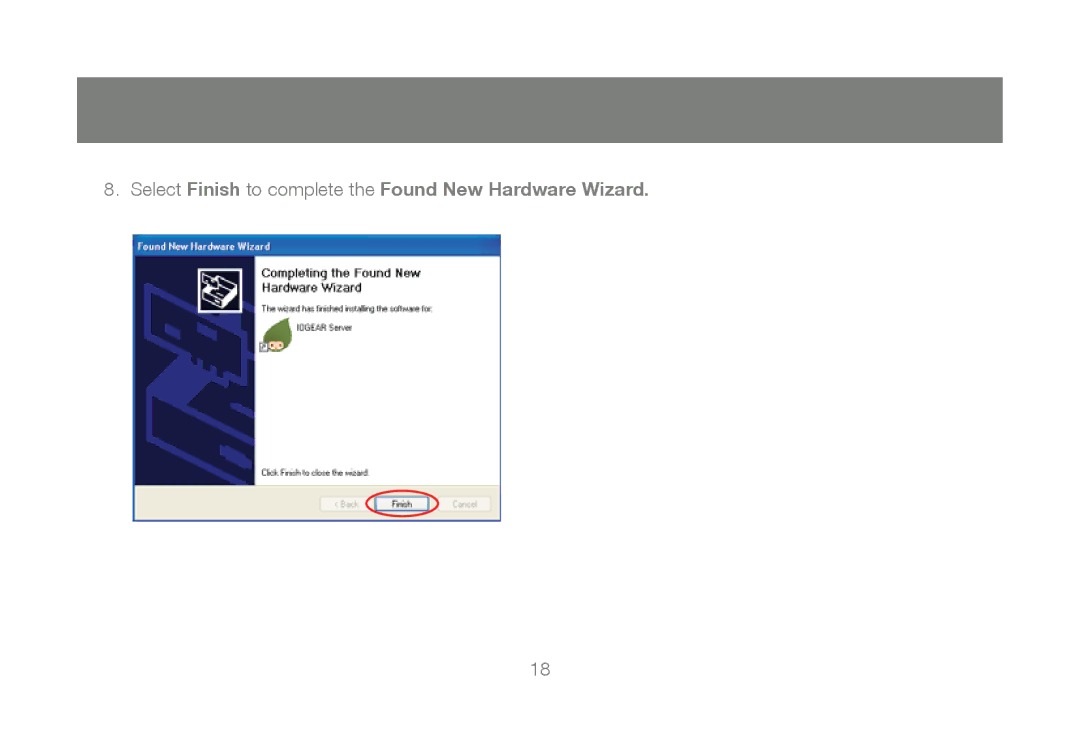 IOGear M1023 user manual Select Finish to complete the Found New Hardware Wizard 