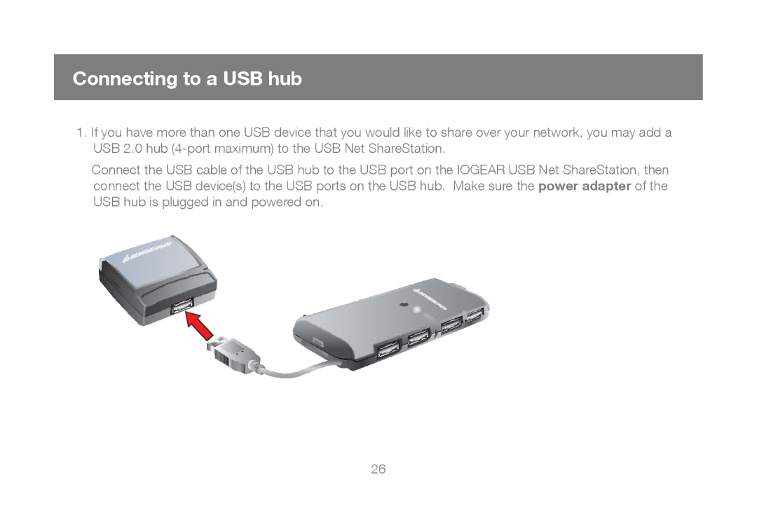 IOGear M1023 user manual Connecting to a USB hub 