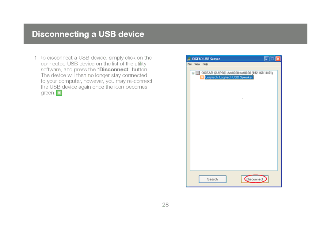 IOGear M1023 user manual Disconnecting a USB device 