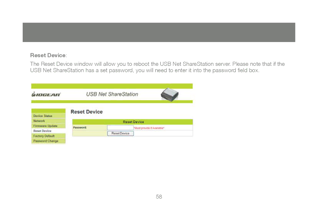 IOGear M1023 user manual Reset Device 