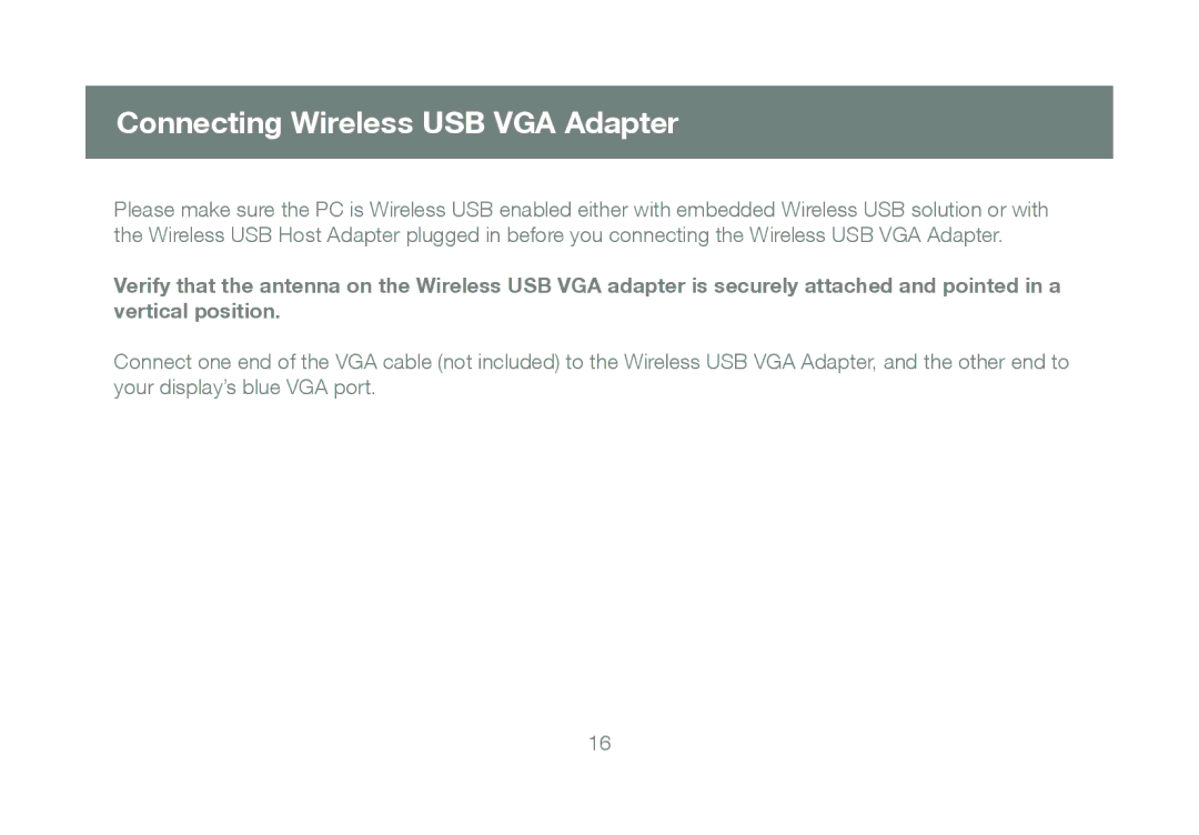 IOGear M1063 manual Connecting Wireless USB VGA Adapter 