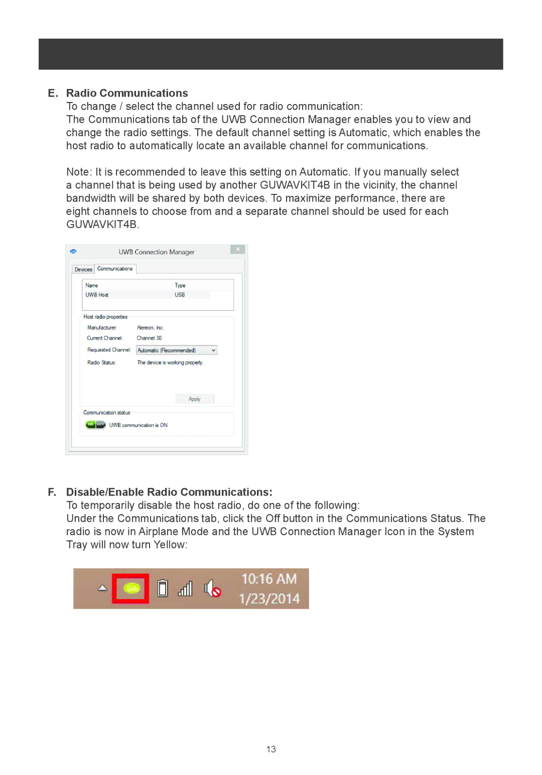 IOGear m1281 user manual Disable/Enable Radio Communications 