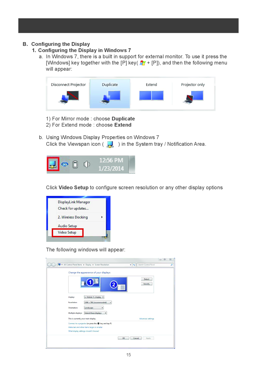 IOGear m1281 user manual Configuring the Display Configuring the Display in Windows 