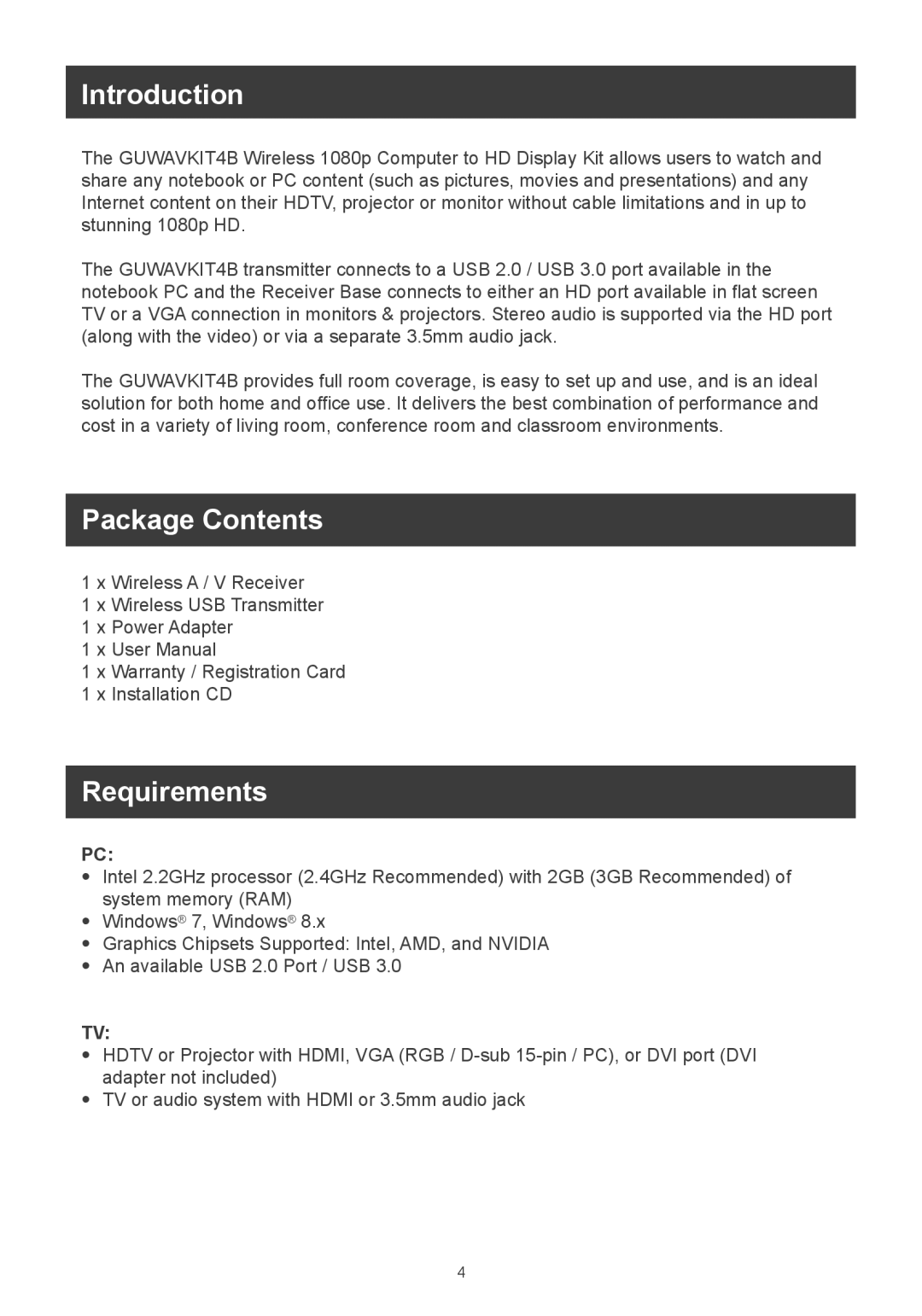 IOGear m1281 user manual Introduction, Package Contents, Requirements 