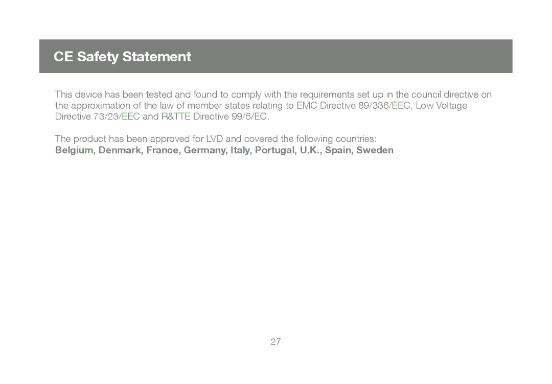 IOGear GUB211, M1327 manual CE Safety Statement 