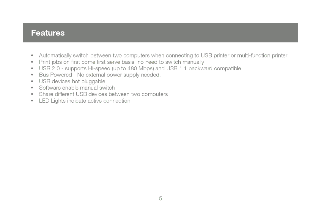 IOGear GUB211, M1327 manual Features 