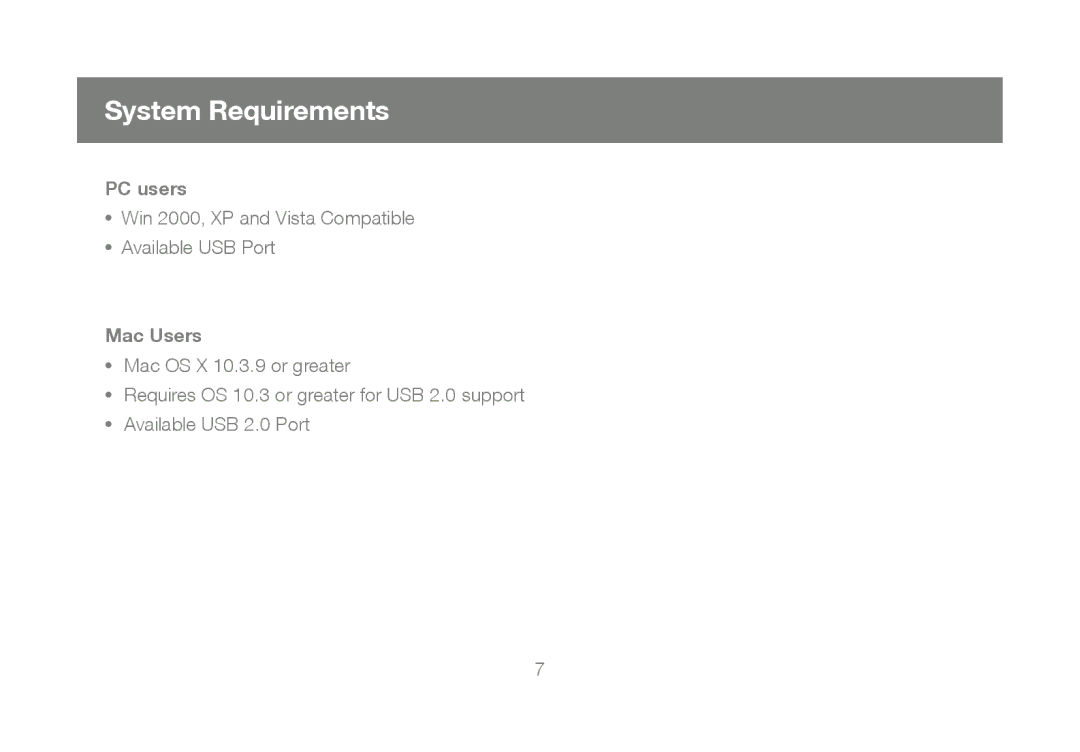 IOGear GUB211, M1327 manual System Requirements, PC users, Mac Users 