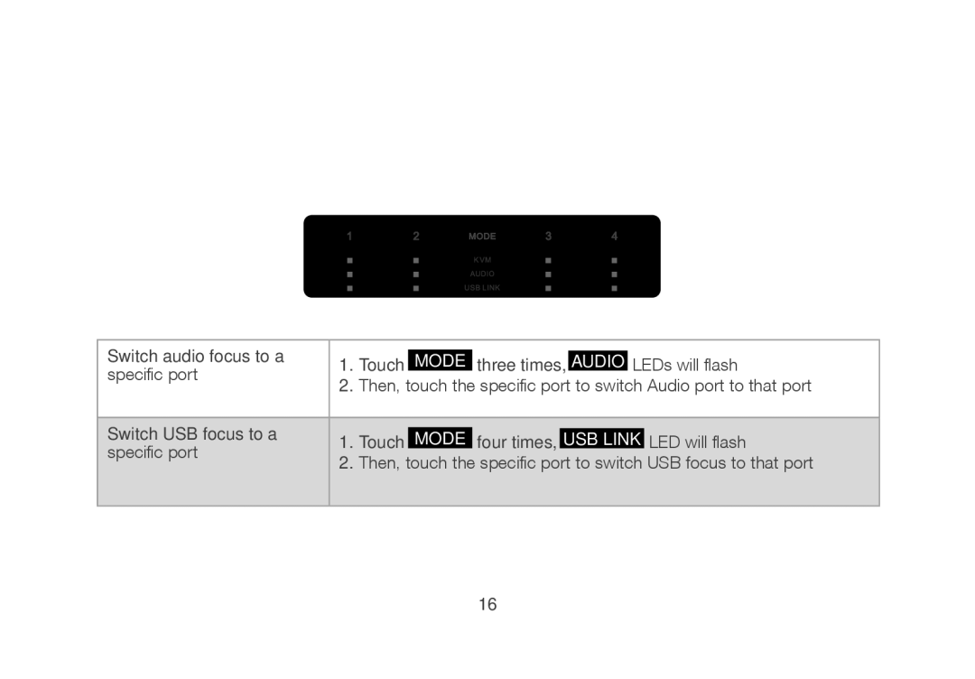 IOGear ocs1924 user manual Switch audio focus to a Touch 