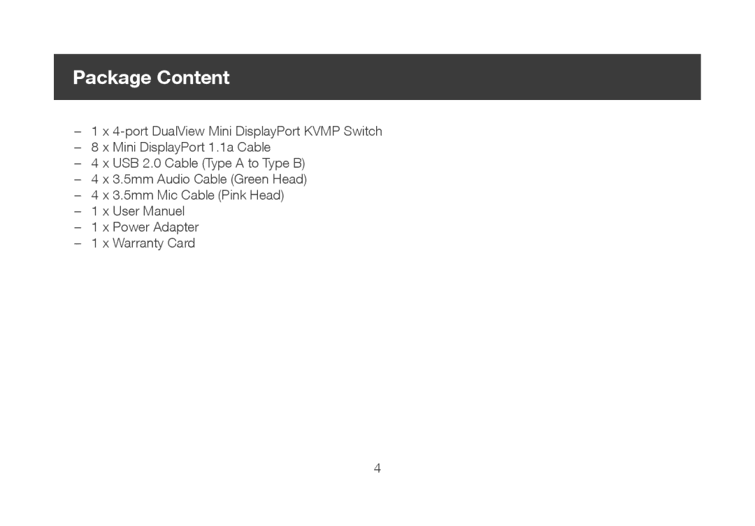 IOGear ocs1924 user manual Package Content 