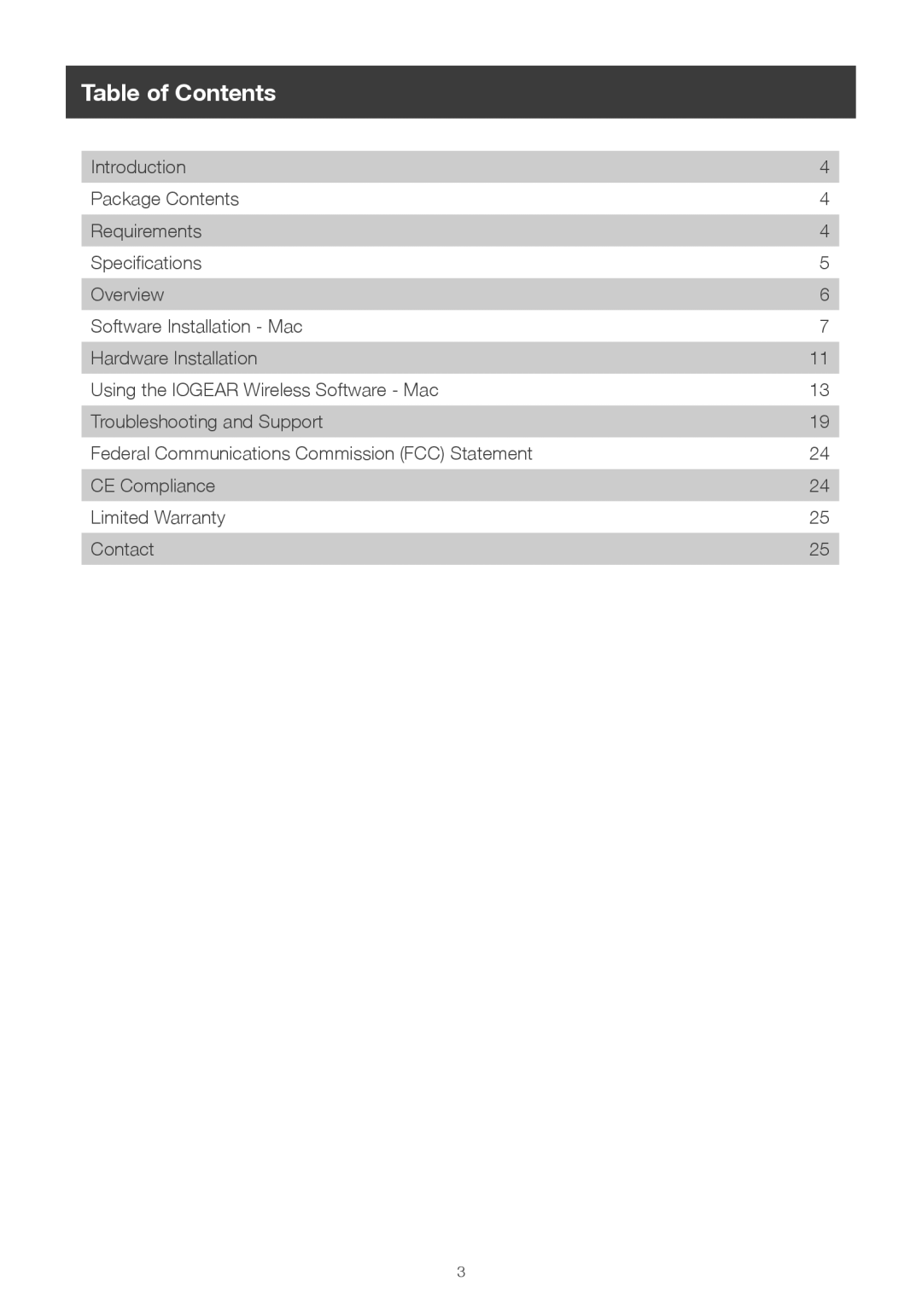 IOGear wireless 1080p computer to hd display kit (mac) user manual Table of Contents 