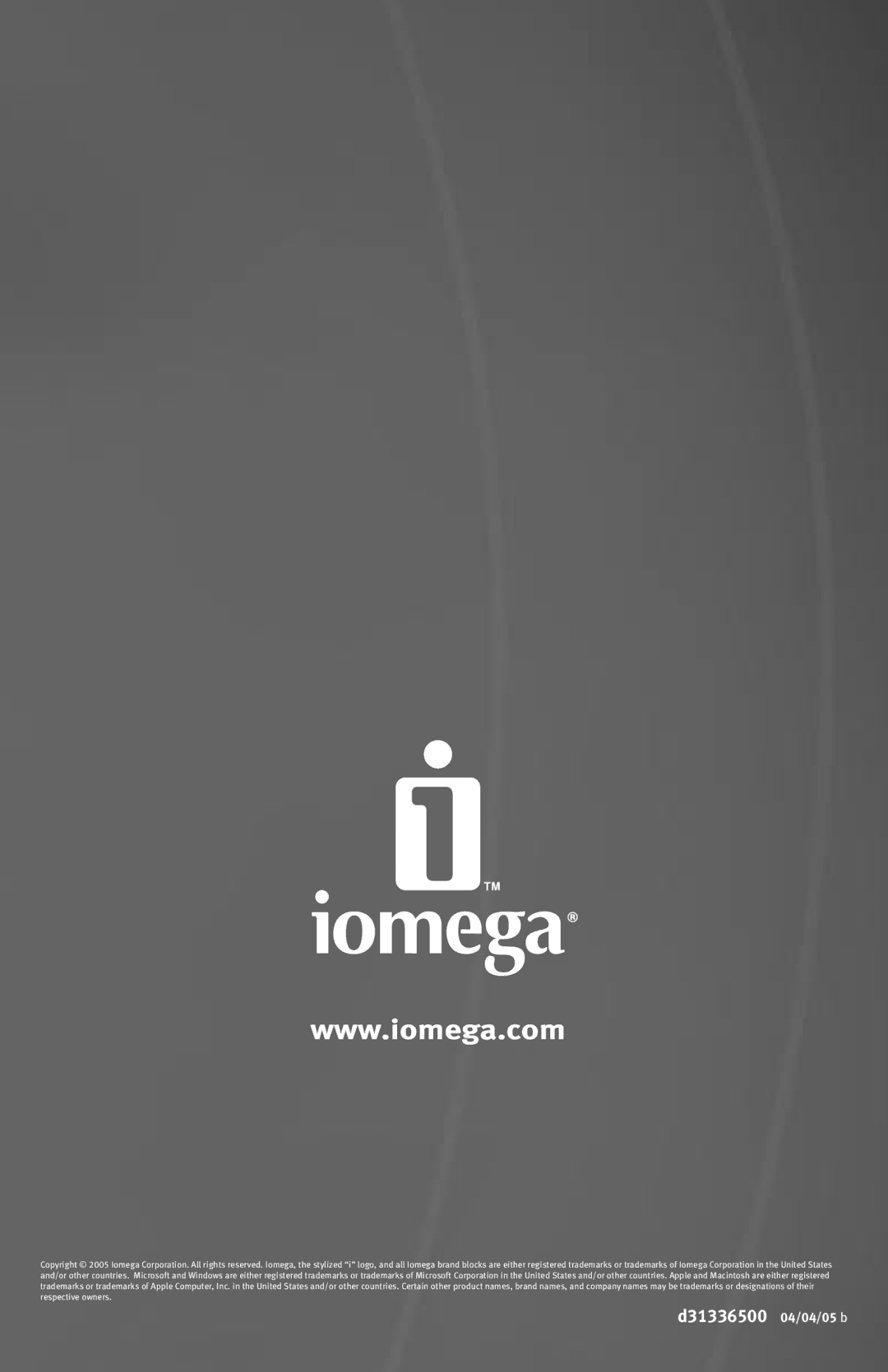 Iomega 100D quick start D31336500 04/04/05 b 