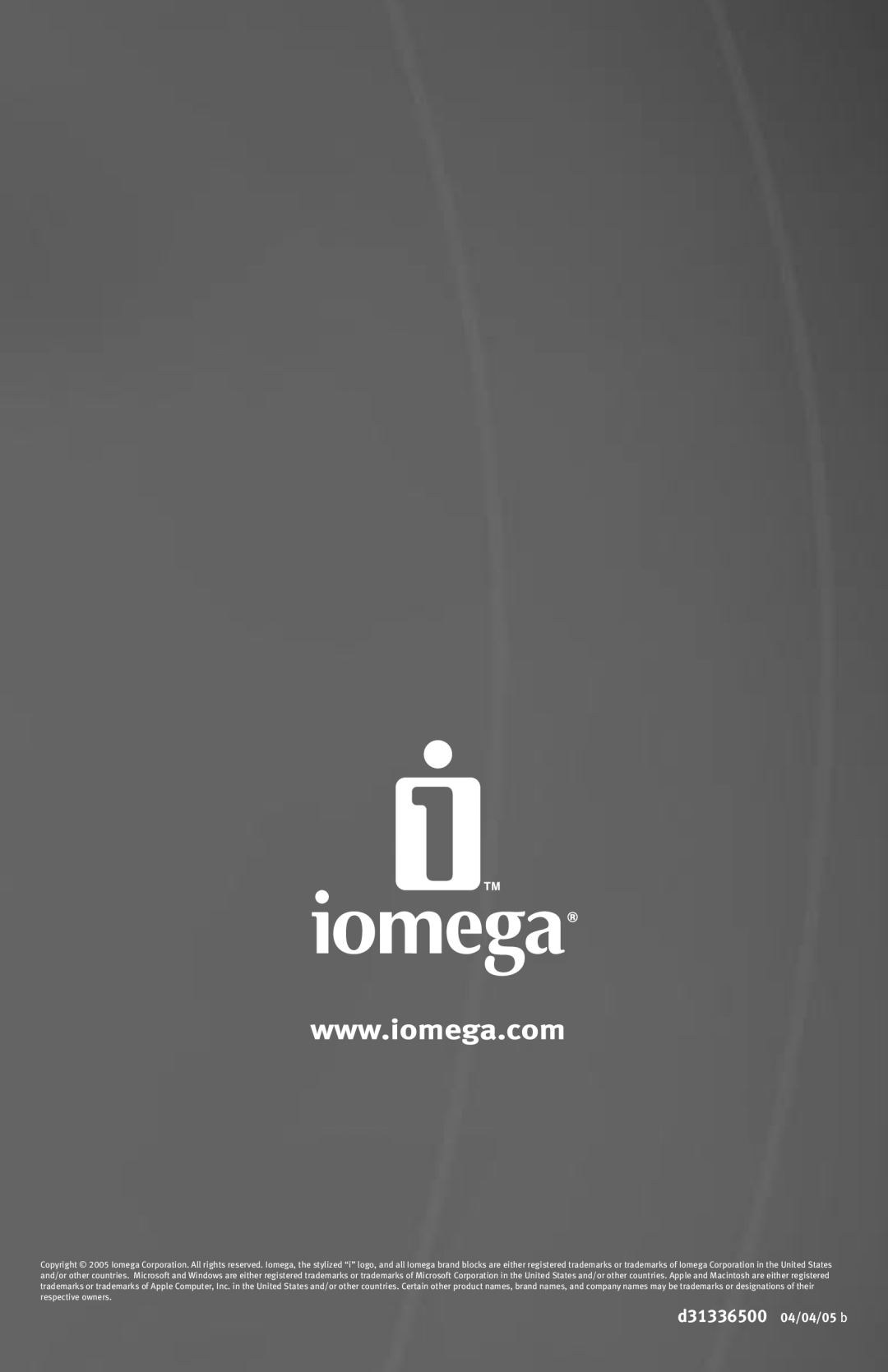 Iomega 100D quick start d31336500 04/04/05 b 