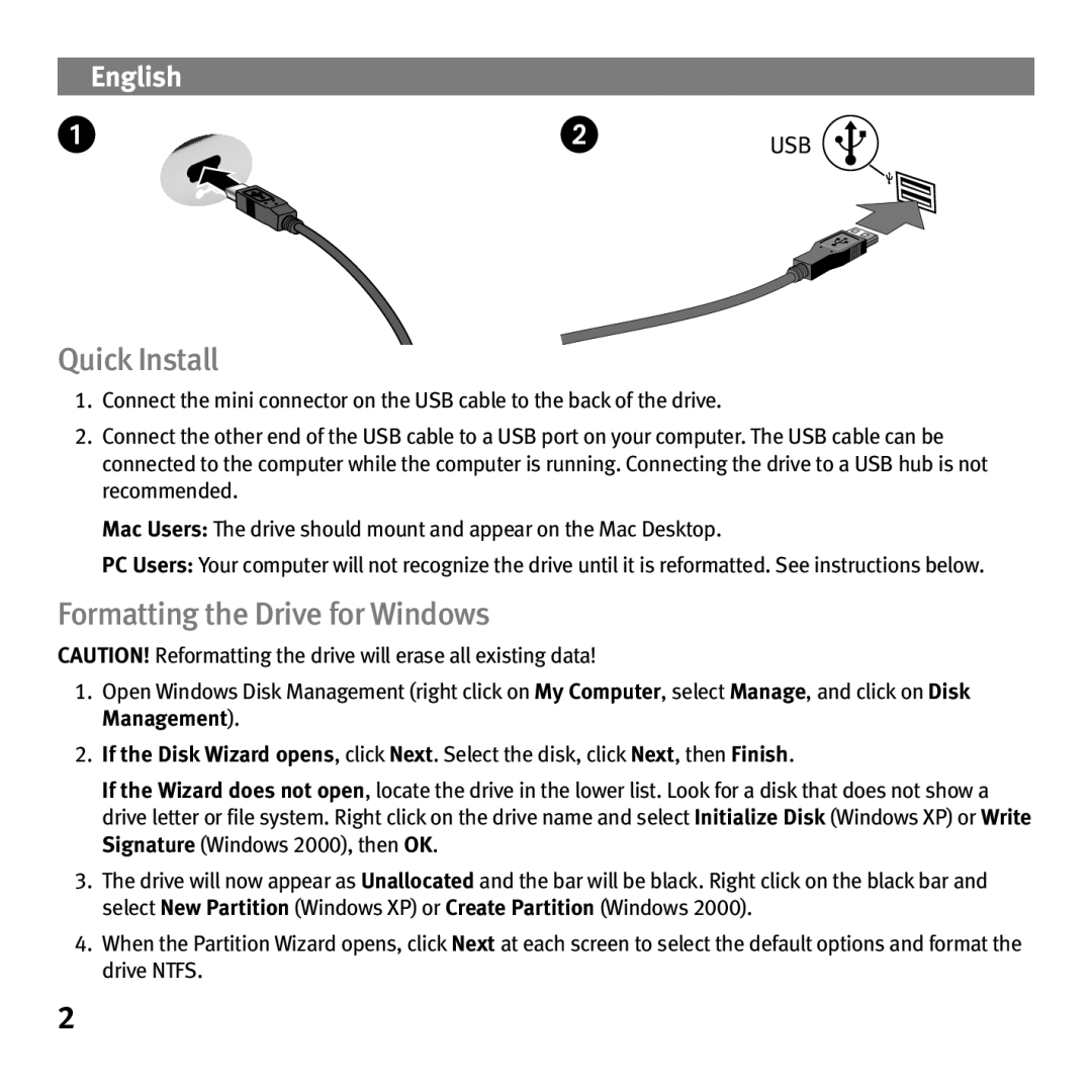 Iomega eGo Helium quick start Quick Install, Formatting the Drive for Windows 