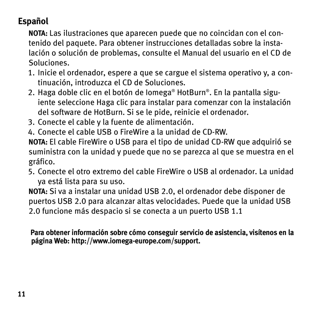 Iomega HotBurn manual Español 