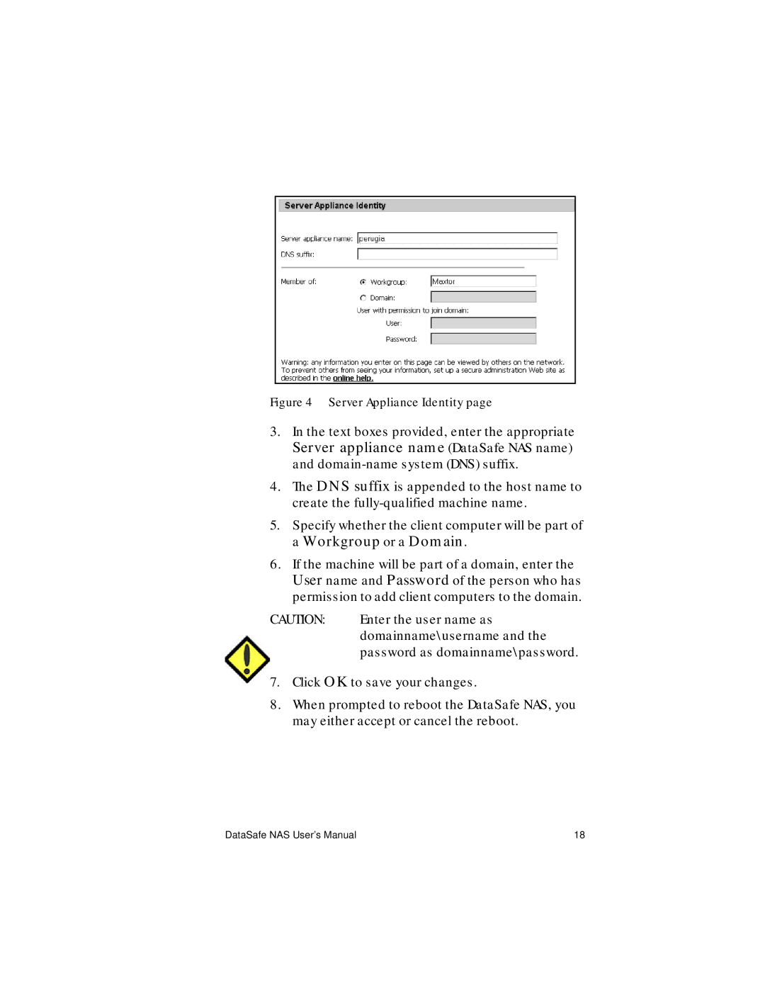 Iomega Network Device manual Server Appliance Identity 