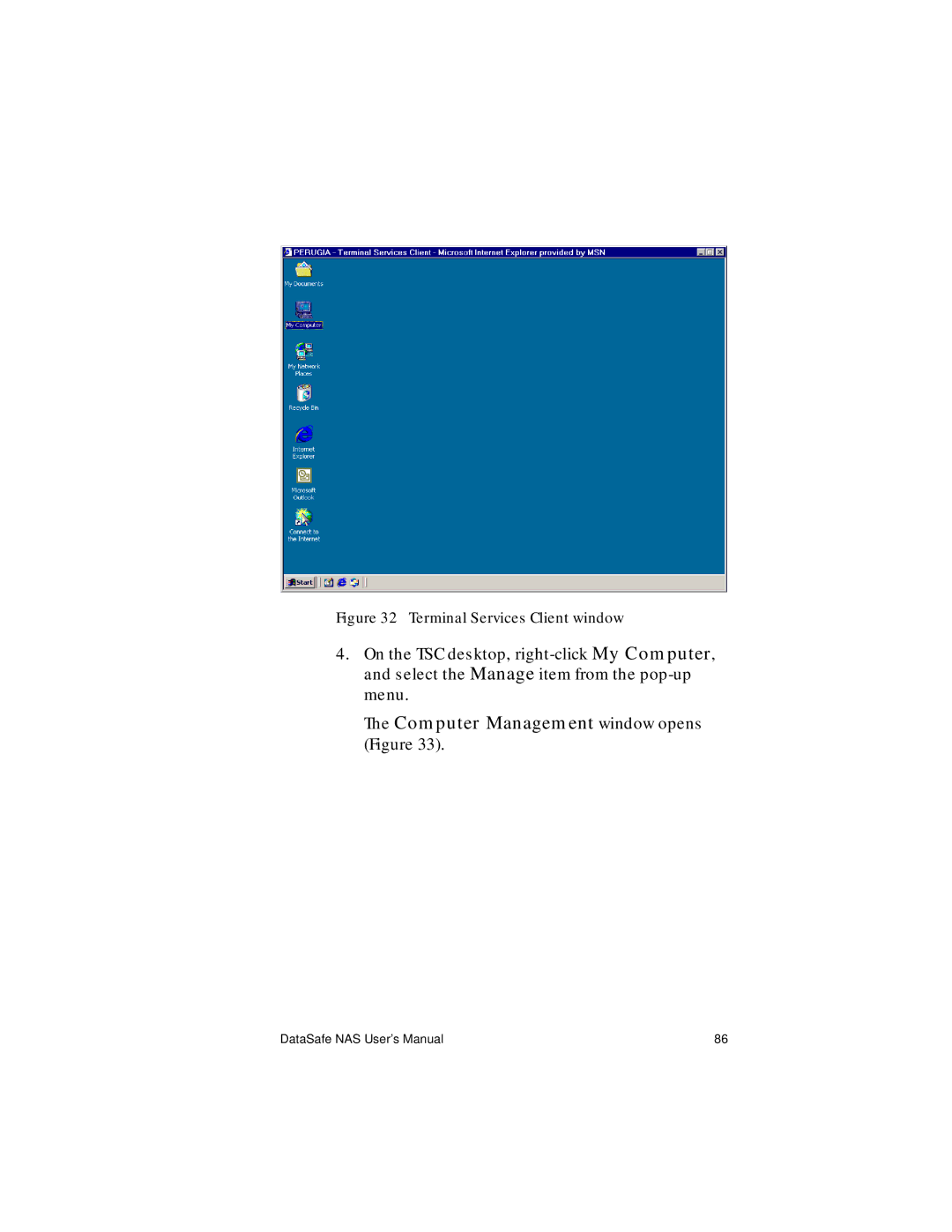 Iomega Network Device manual Terminal Services Client window 