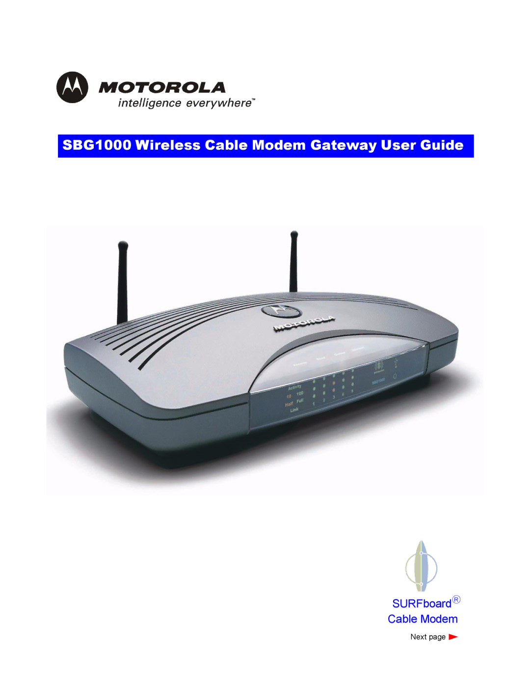 Iomega manual SBG1000 Wireless Cable Modem Gateway User Guide 