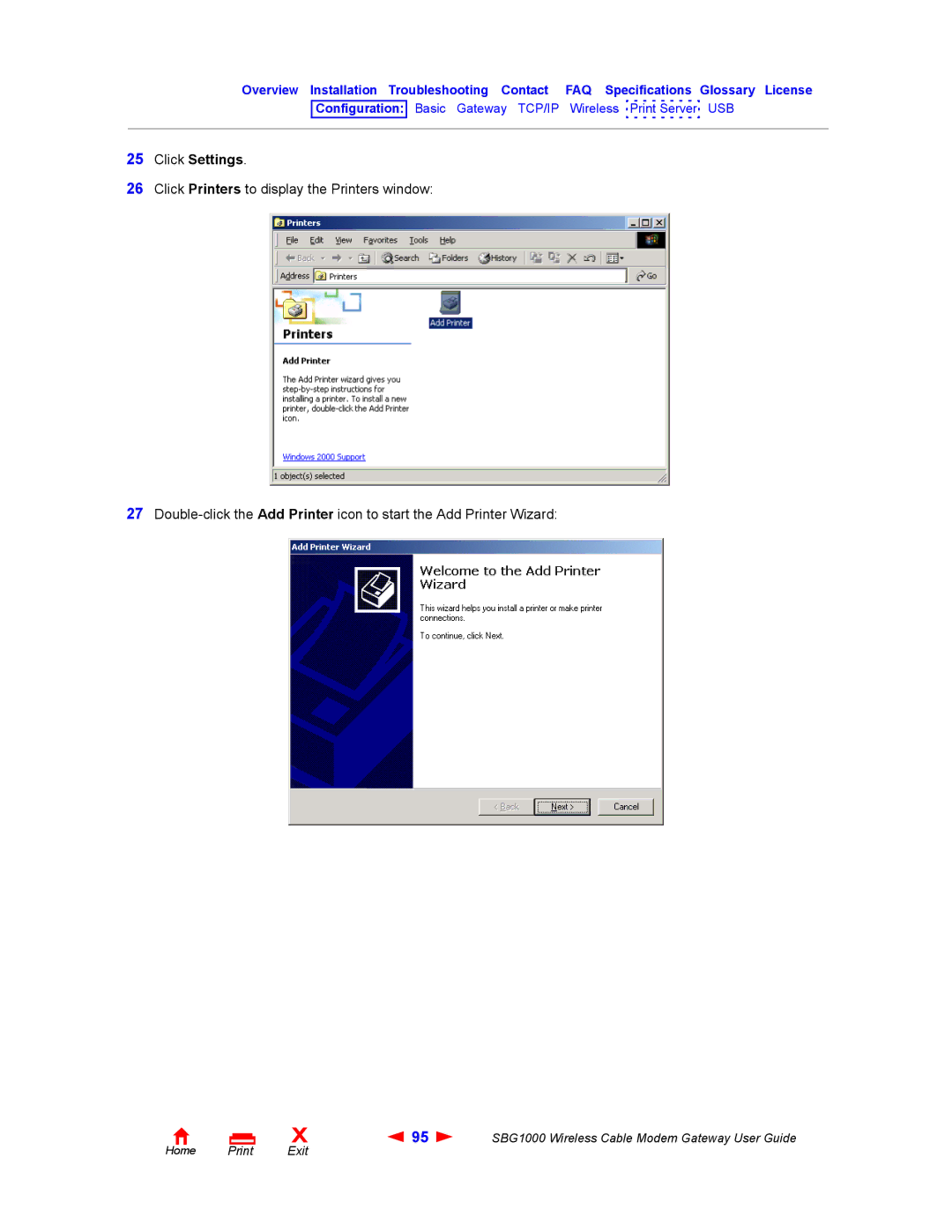 Iomega SBG1000 manual Click Settings 