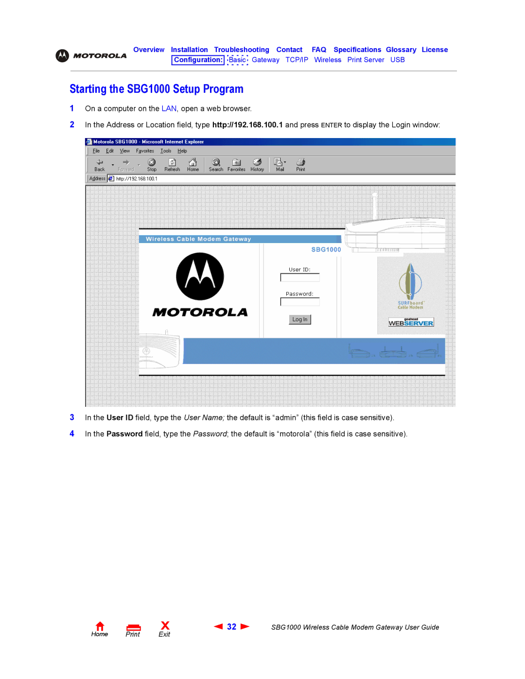 Iomega manual Starting the SBG1000 Setup Program 