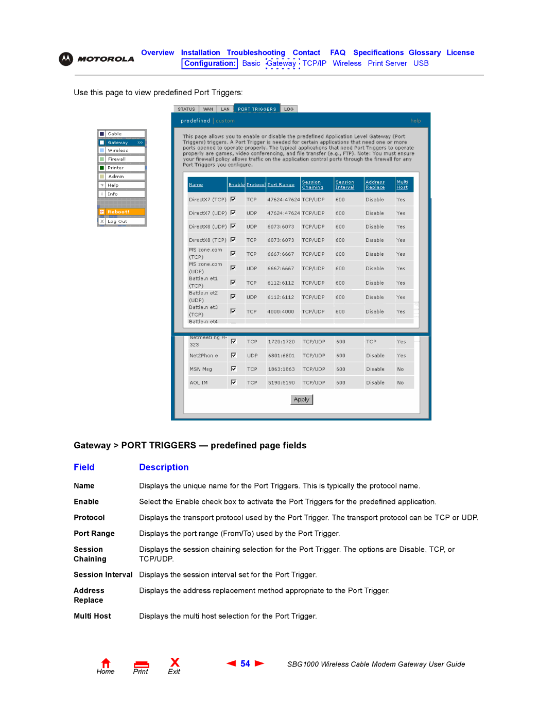 Iomega SBG1000 manual Tcp/Udp 