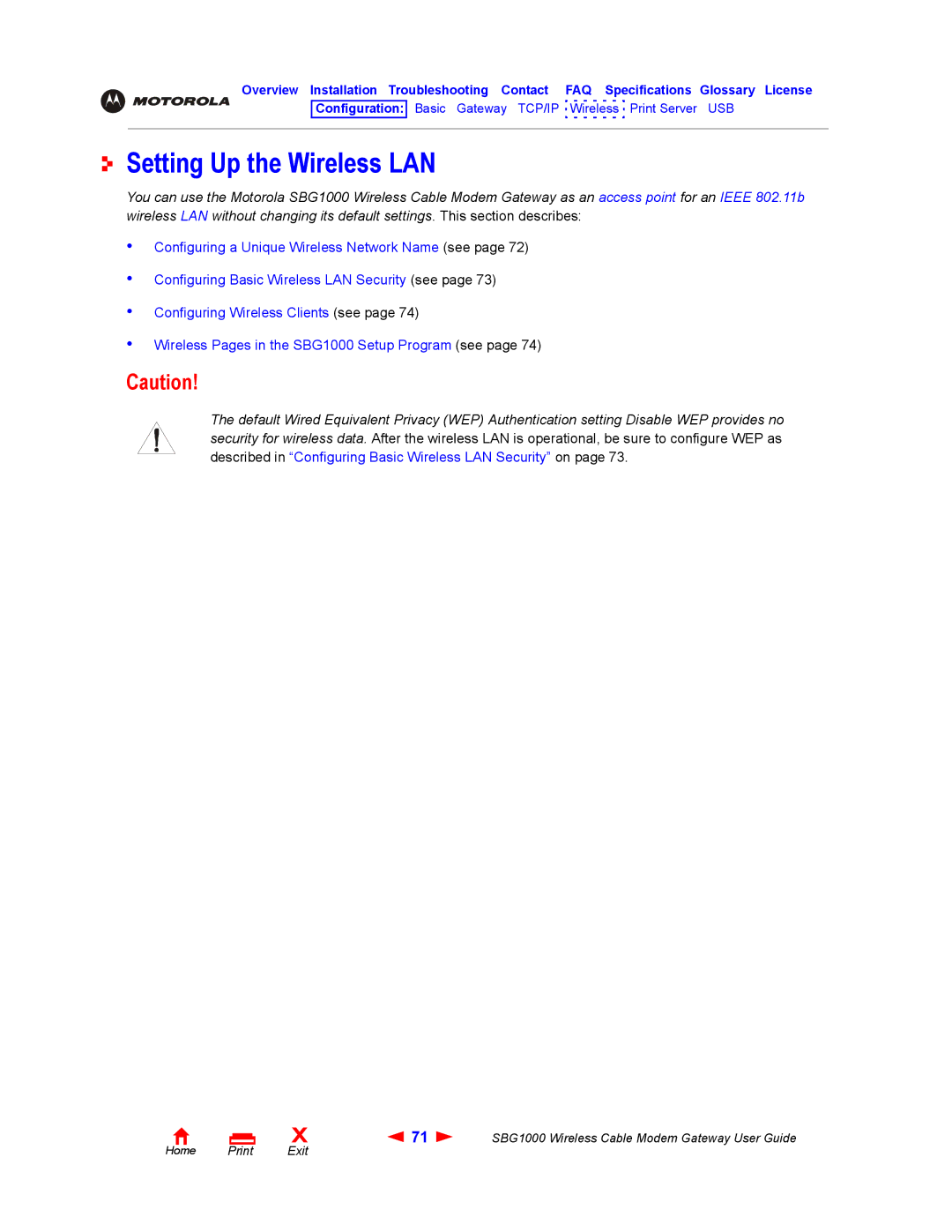 Iomega SBG1000 manual Setting Up the Wireless LAN 