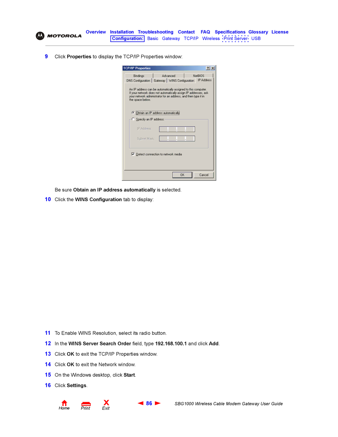 Iomega SBG1000 manual Be sure Obtain an IP address automatically is selected 