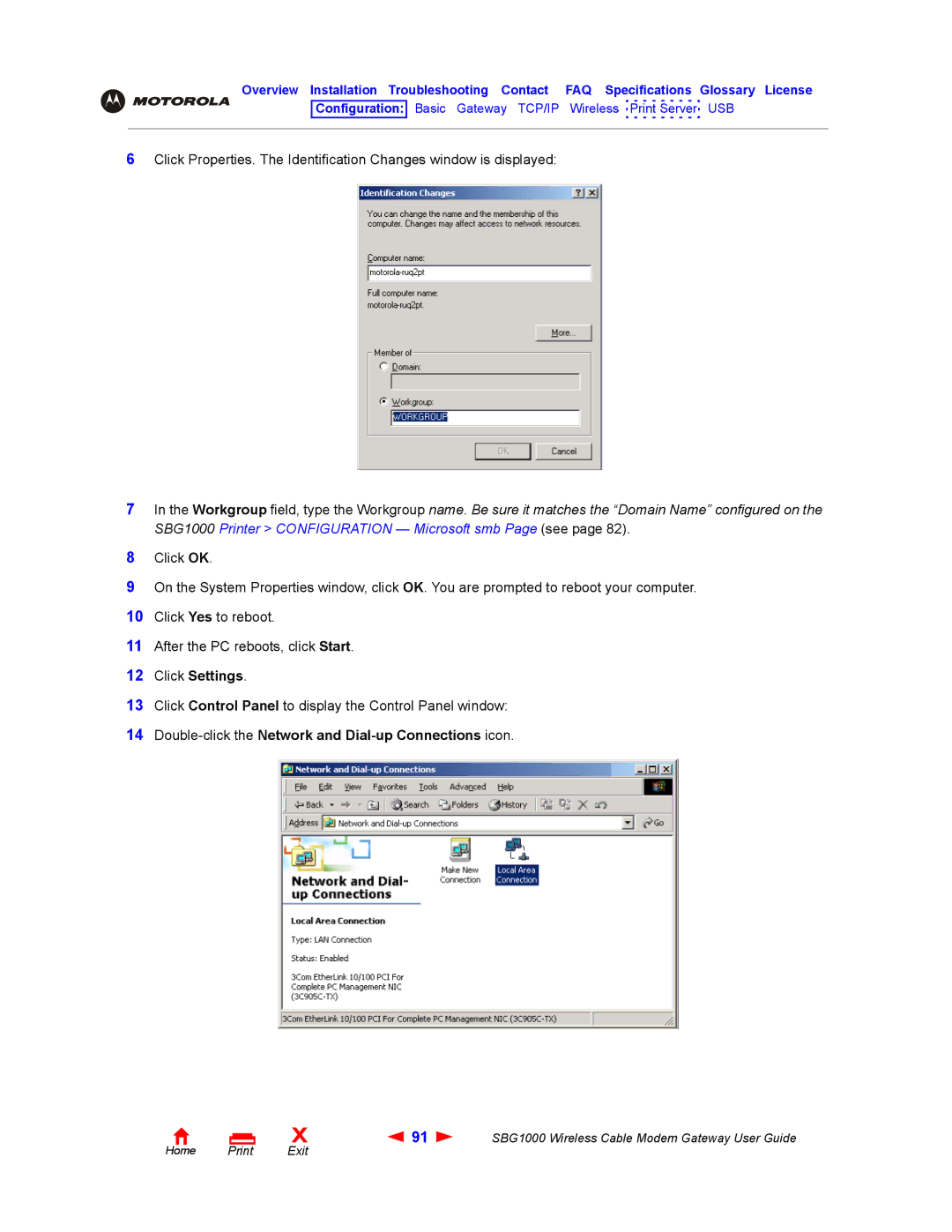 Iomega SBG1000 manual Double-click the Network and Dial-up Connections icon 