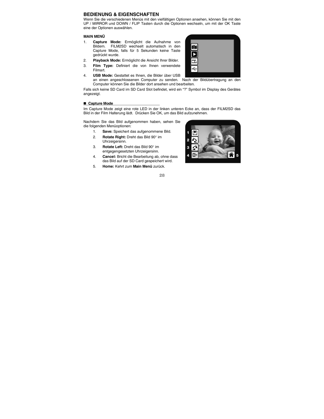 ION 2 SD quick start Bedienung & Eigenschaften, Main Menü 