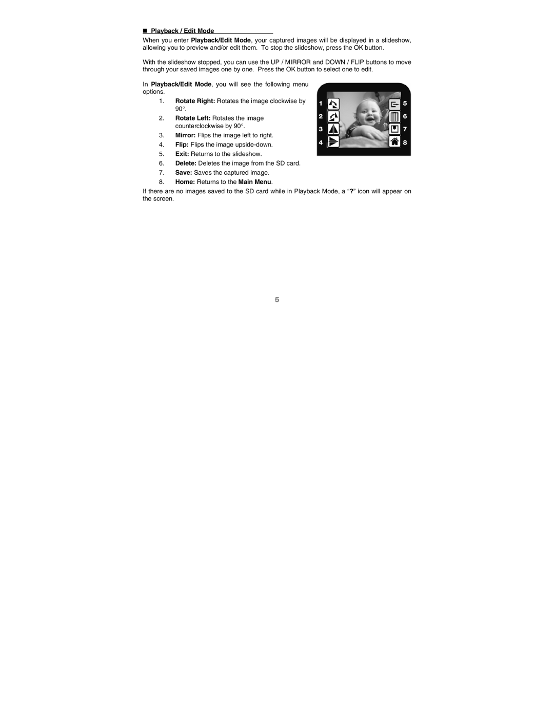 ION 2 SD quick start „ Playback / Edit Mode 