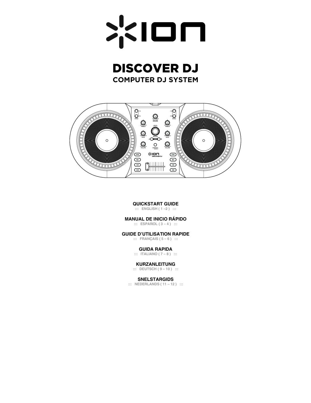ION DISCOVER DJ quick start Discover Dj, Computer Dj System, Quickstart Guide, Manual De Inicio Rápido, Guida Rapida 