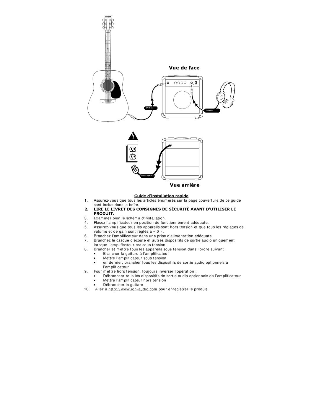 ION iAEG04c quick start Vue de face, Vue arrière 