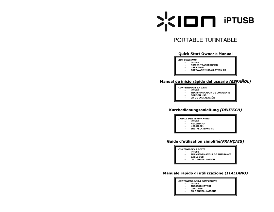 ION IPTUSB quick start Iptusb 